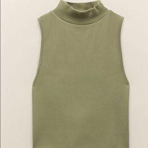 - Zara seamless mock neck top, green, never worn.